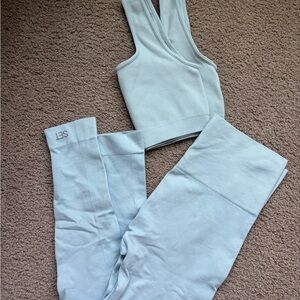 Women's Light Blue Ribbed Set Active